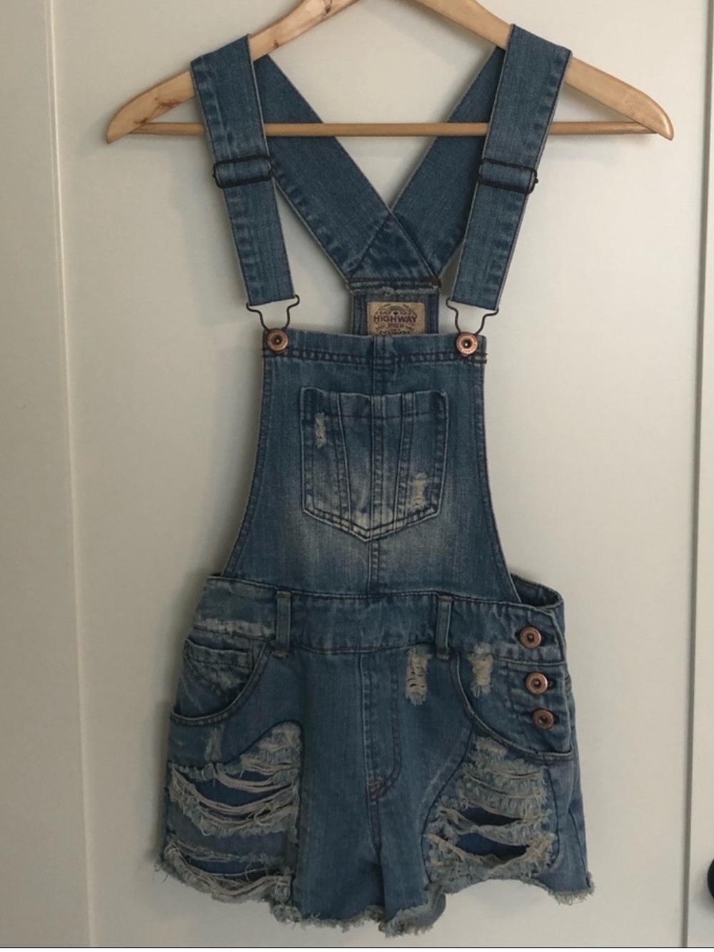 Highway Jeans Jean Denim Short Overalls XS